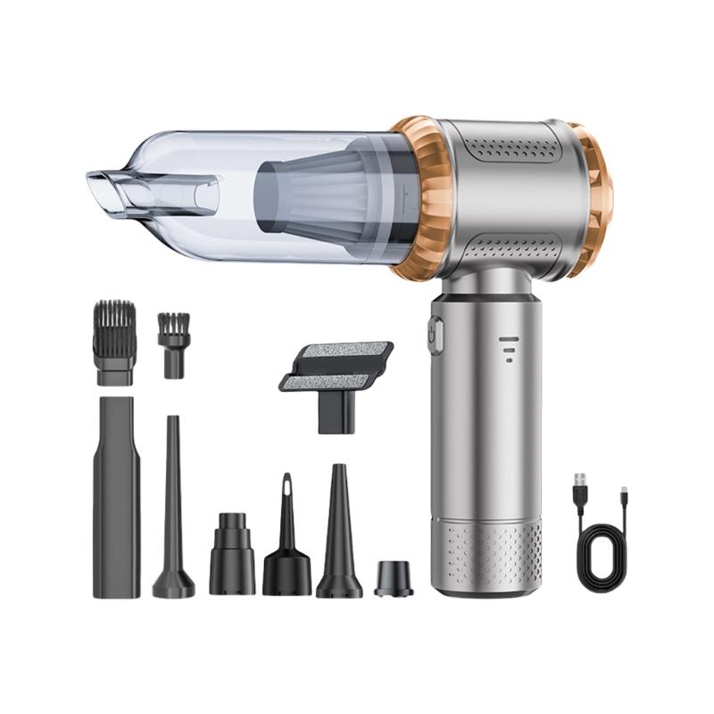 Quiet Handheld Auto Vacuum 6000mAh Battery 35 Minutes Runtime 8 Multiple Surfaces Attachments for Home Camping Cleaning
