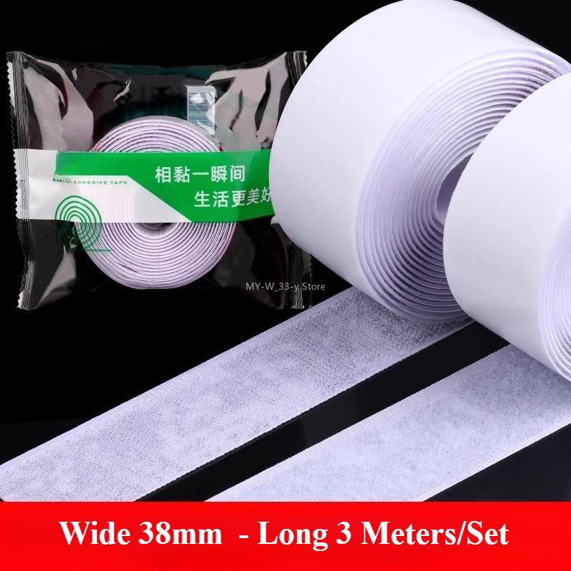 3/25Meter Starkes Selbstklebendes Klettband Haken und Schlaufe Schwarz Weiß Nylon Klettband Klebeband mit Starkem Kleber 25/30/50MM