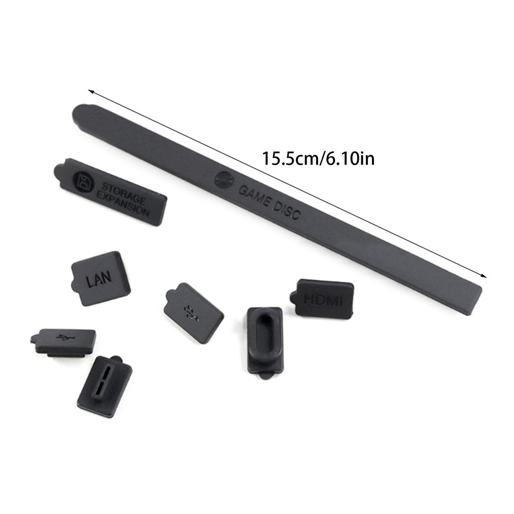 8Pcs Black Silicone Dust Plugs Set for Series Console Host Interface Anti-dust Cover Dustproof Plug