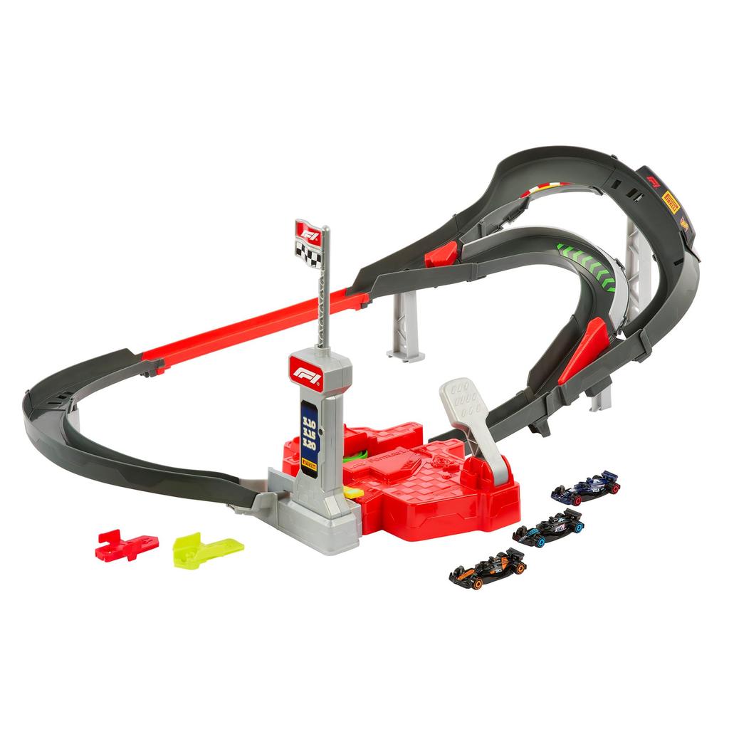 Hot Wheels Formula 1® Sprint Race Circuit Vehicle Toy F1 Playset with 3 Mini Cars, Ages 4 and Up, Multi-Purpose, JDY15