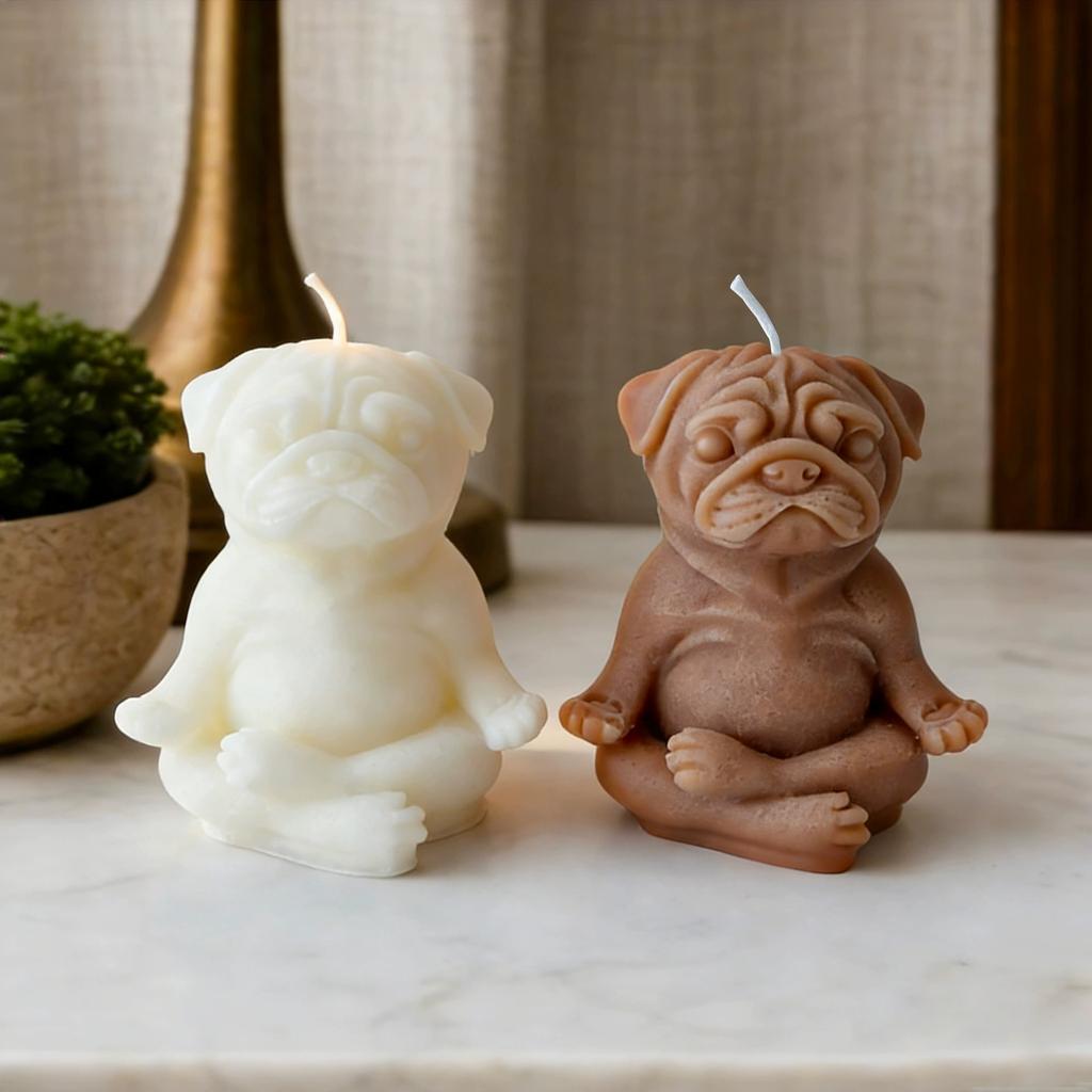 1Pc Handmade Soy Wax Meditating Puppy Candle - Aromatherapy Home Decor Photo Prop Wedding Party Favor Gift