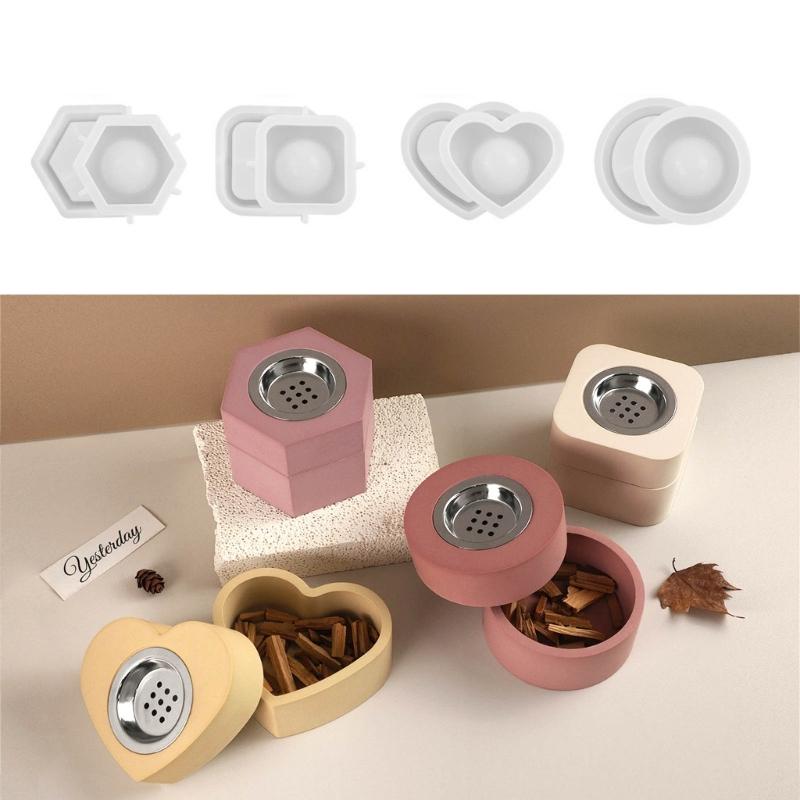 4 Sets Resin Case Molds Epoxy Resin Casting Molds for DIY Incenses Cone Holder