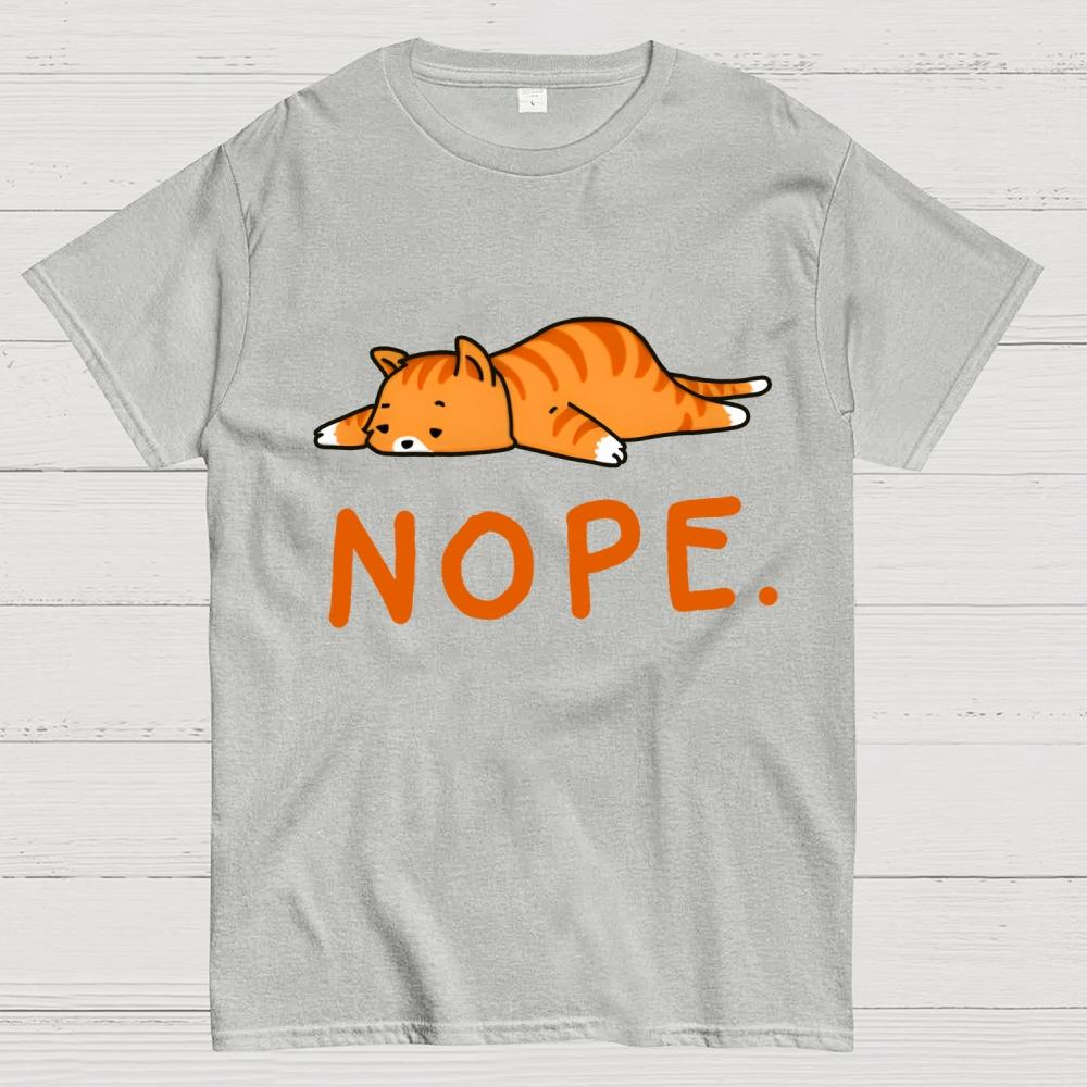 Nope Lazy Cat Cotton Summer Casual Cool Loose T-Shirt