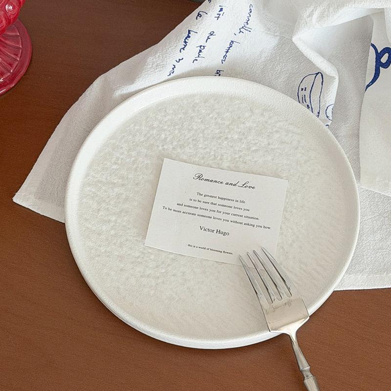 Japanese Style Frosted Ceramic Plates 8~10 Inch Round Pizza Beef Steak Dinner Tableware White Simple Salad Breakfast Plate 8 inches