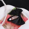 Satin Bow BB Clip Y2K Oval Hairpin Hair Accessories Cloth Hair Clip  Headwear