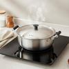 Double Handle Noodle Pot Thickened Body Stainless Steel Soup Pot Easy To Clean for Students, Individuals, Dorm Room, Camping