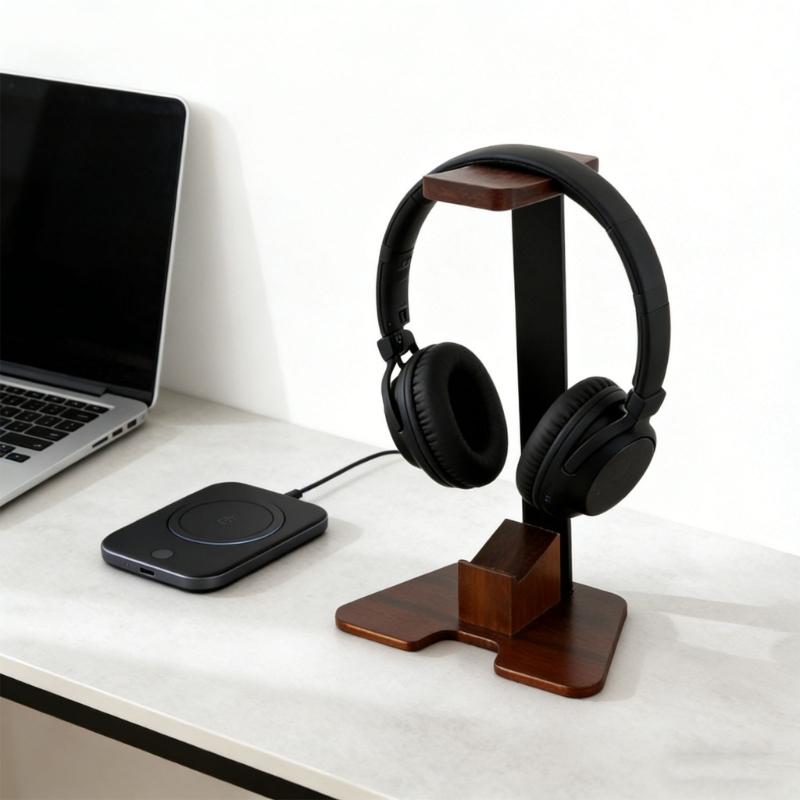 Solid Wood sound Device Stand With Holder For Gaming Gear Accommodates Multiple Systems And Professional Gamepads