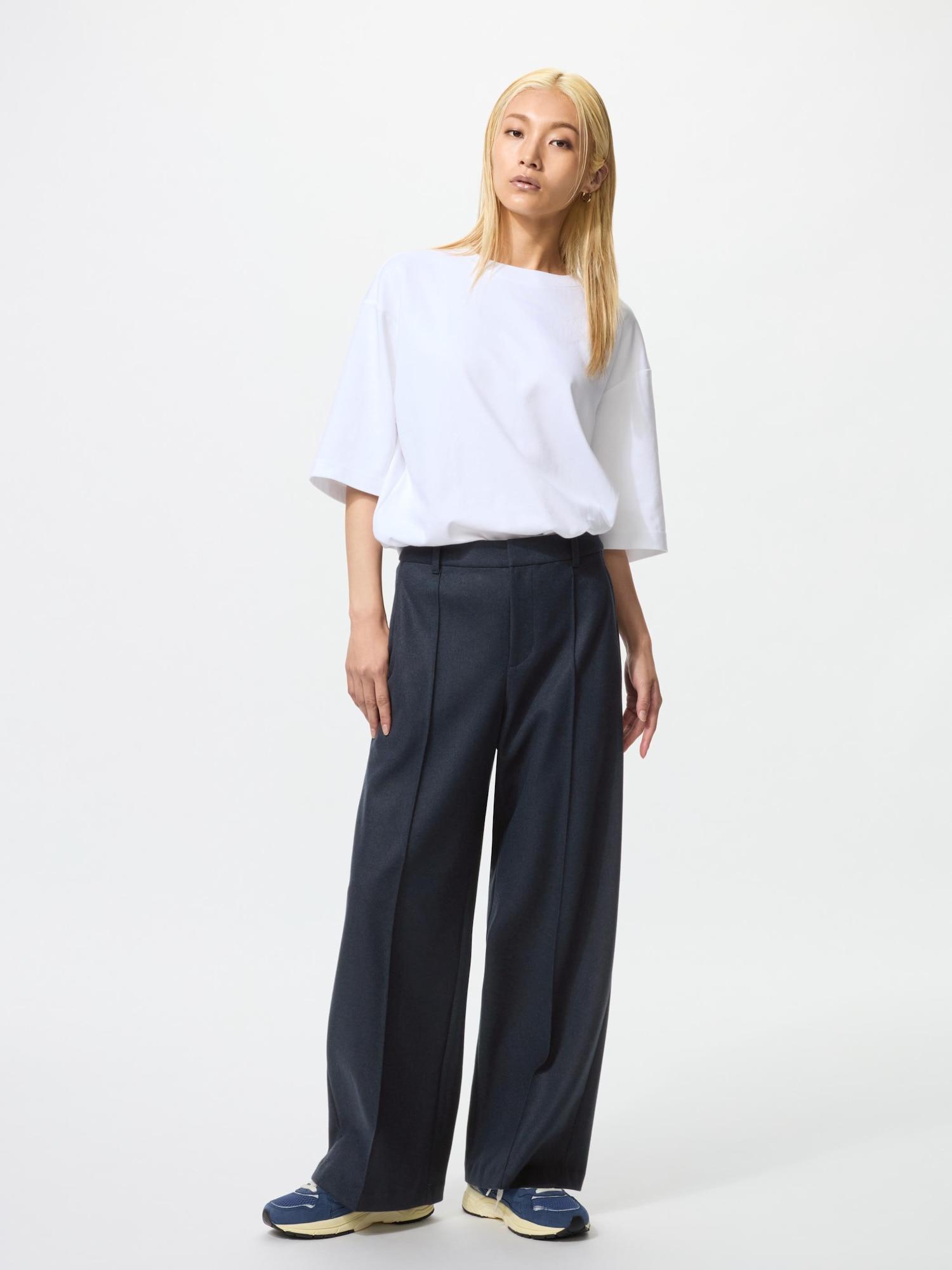 

Широкие брюки Uniqlo из матового джерси 69 NAVY/XL