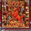 2027 Year Of The Sheep Decorative Window Stickers Reusable Static Cling Decals For New Year Christmas Home Bedroom Glass