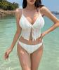 TAKU Korean Style Girlish Slim-Fit Swimsuit Set: Three-Piece Cover-Up with Split Design for Small Busts, Perfect for Vacations and Hot Springs.