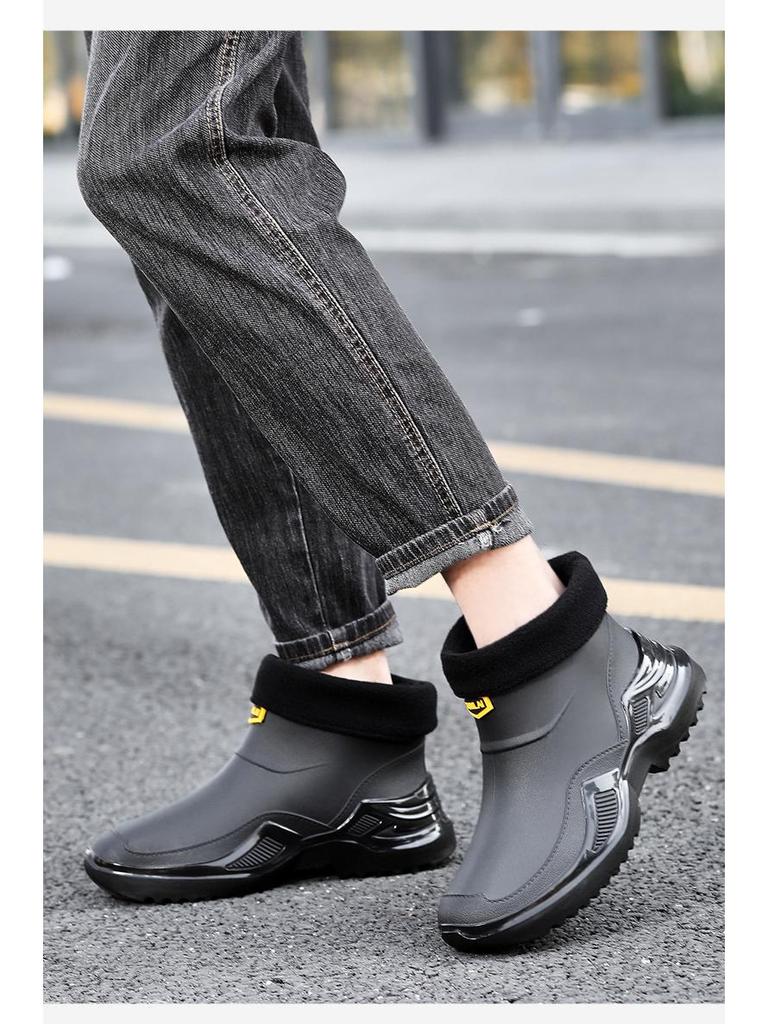 Trendy Men's Waterproof Rubber Rain Boots - Non-slip, Thickened, Sports Style  