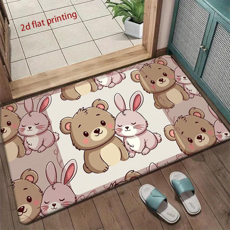 Cute Bear & Bunny Pattern Living Room Decoration Home Sofa Non-Slip Carpet Study Bedroom Tatami Children'S Soft Floor Mat