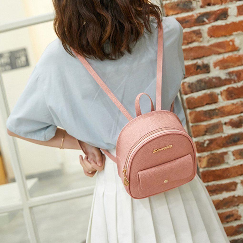 2020 Backpack Women Korean Style PU Leather Shoulder Bag For Teenage Girls Multi\-Function Small Bagpack Female Phone Pouch