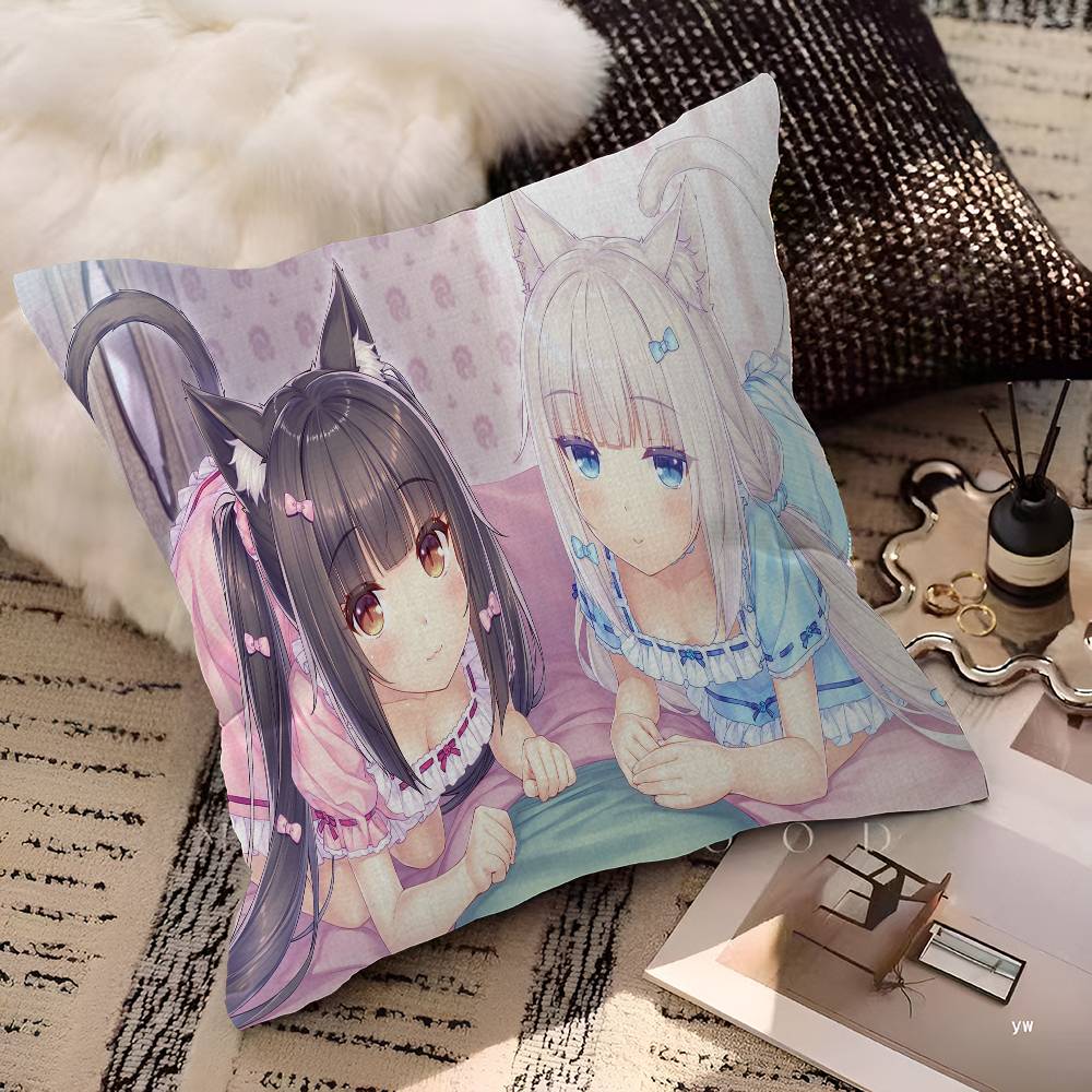 Cartoon Nekopara Classic Vintage Personalized Pillow Dust Cover Bedroom Kids Party Decoration Pillowcase Birthday Children Gift