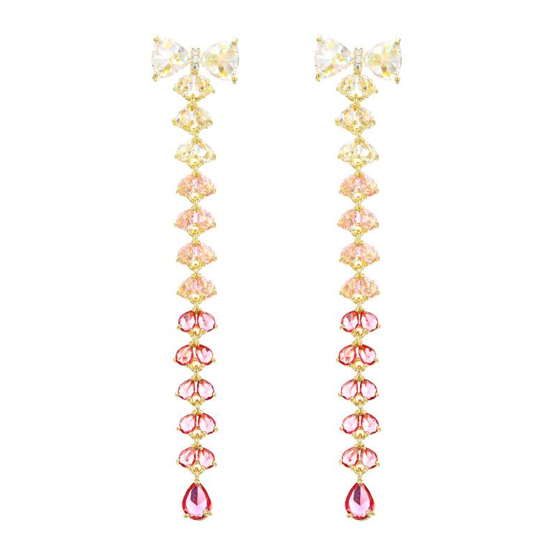 Tie Tassel Dangle Earrings Shining Cubic Zirconia Statement Earings Birthday Gifts Women Fashion Jewelry