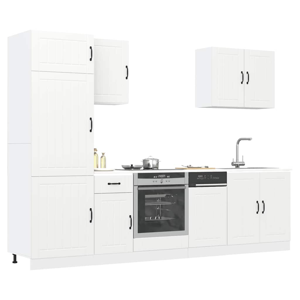 7 Piece Kitchen Cabinet Set Lucca White Wood Based Material