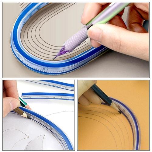 60cm Flexible Curved Ruler, Esforzarse Snake-Shaped Curved Ruler for Crafts, Multi-Functional Curved Ruler, Double-Sided Ruler with Centimeter/Inch Gr