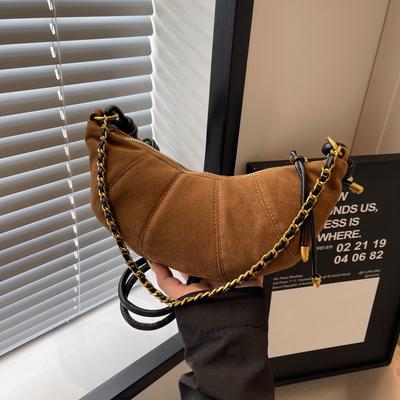 Advanced Retro Niche Frosted Bag for Women New Autumn and Winter Fashion Crossbody Cow Horn Bag Casual Dumpling Bag