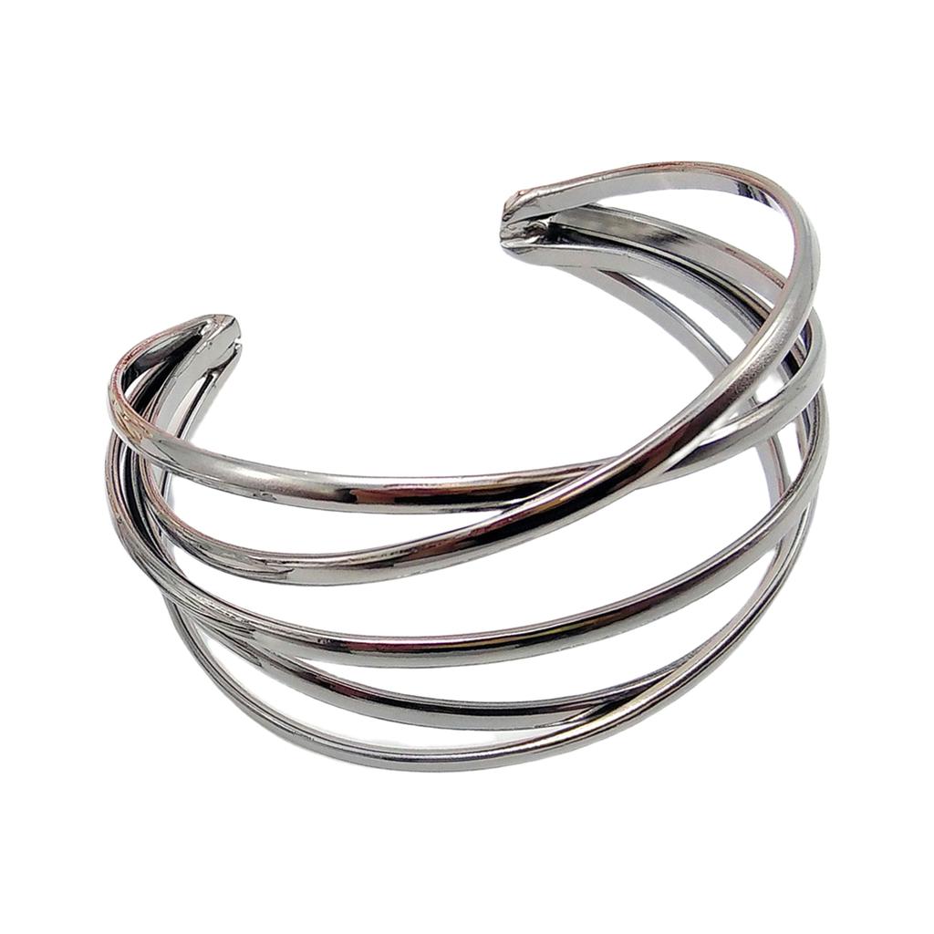 Fashionable Hollow Bangles Irregular Cuff Geometric Bracelets Metal Texture Wrist Jewelry for Parties and Daily Wear