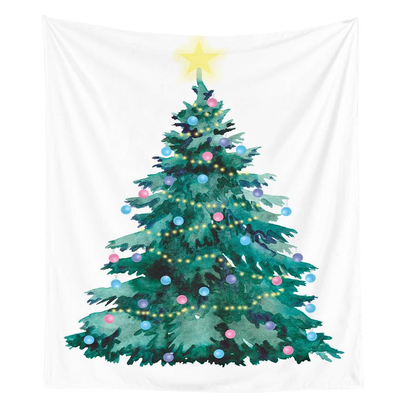 Nordic Christmas Tapestry Watercolor Christmas Tree Print Bedside Hanging Cloth Bedroom Background Cloth
