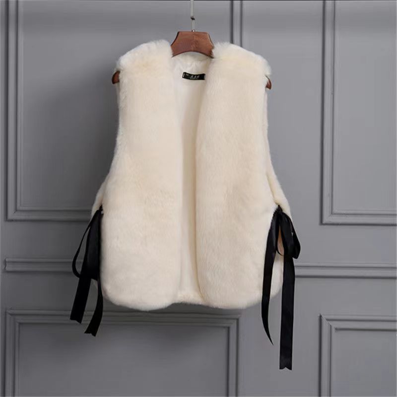 2 autumn and winter new imitation fur vest imitation fox hair short slim and thin fur vest vest vest