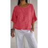 T-shirt Basic Estiva da Donna in Cotone e Lino, Vestibilità Larga, per Uso Casual