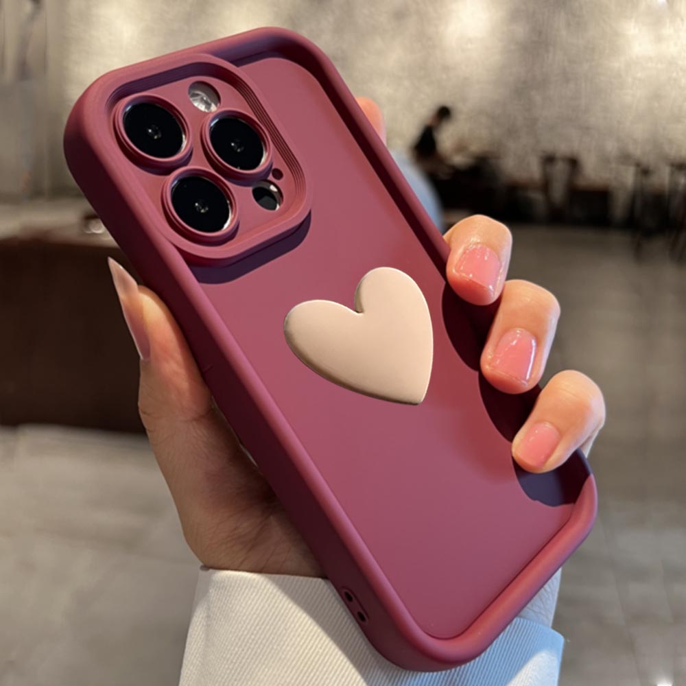 Luxury Cute 3D Love Heart Silicone Phone Case For iPhone 16 15 13 12 11 14 Pro Max X XR XS 16 Plus Shockproof Candy Back Cover