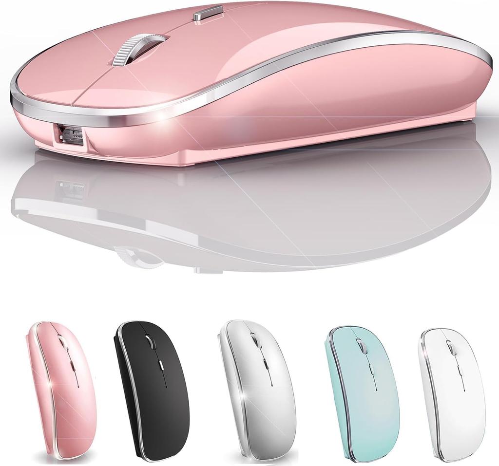 Bluetooth Mouse for iPad Pro, iPad Air, Mac, MacBook Pro, MacBook Air, MacBook, Laptop, Chromebook, Win81011, HP, Dell, and PCs (Pink)