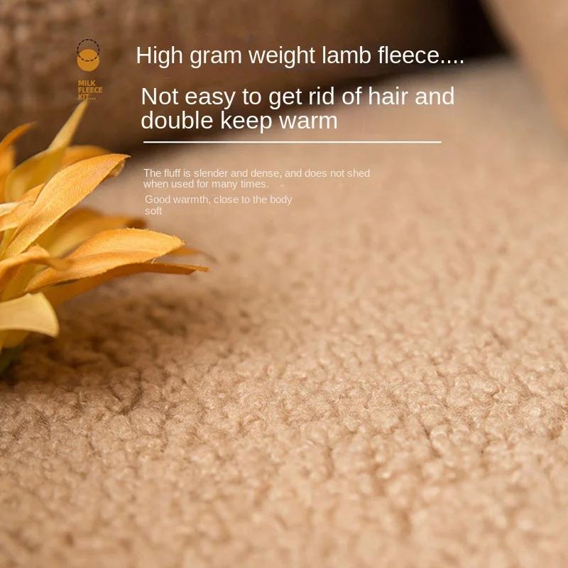 Winter Short Plush Sofa Cushion Non-slip Nordic Simple Style Sitting Cushion Four Seasons for Thickened Fabric Plush Sofa Cover