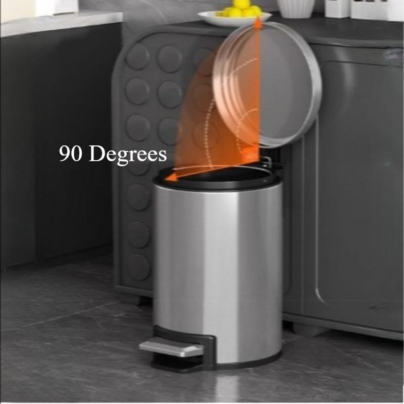 Stainless Steel Trash Can Toilet Waste Bins Kitchen Round Large Luxury Litter Bin Household Food Garbage Disposal Container