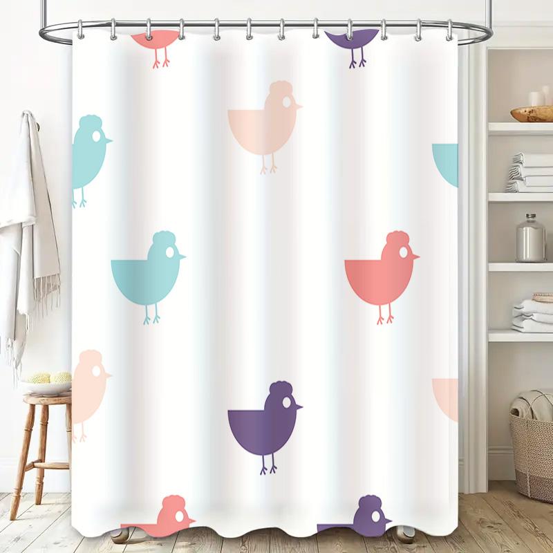 New Fashion Shower Curtain Home Decoration Waterproof Polyester Birds Printed Bathroom Accessories