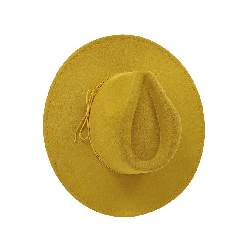 Cappello a Cilindro Piatto Rotondo 9,5 cm in Scamoscio Uomo Donna Cappello da Cowboy Western Cappello Fedora per Feste e Palco Design Autostile Stile Etnico Cappello Superiore