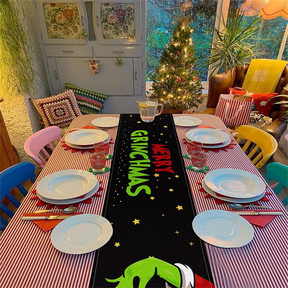 Grinch Christmas Table Runner Merry Xmas Duk julepynt