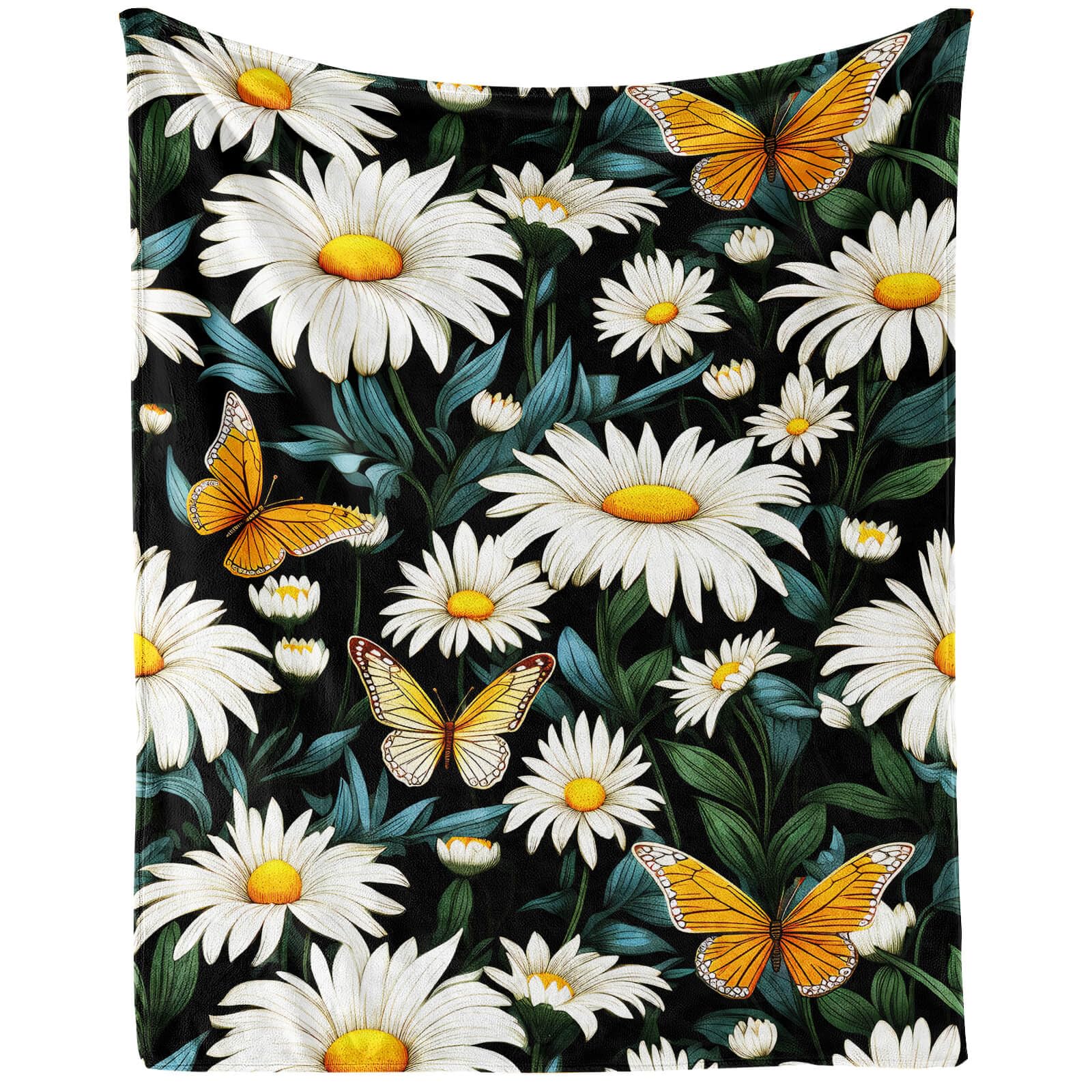 

Daisy Floral Blanket Soft Warm Comfy Lightweight Plush Flannel Throw Blanket for Home Office Couch Bed Sofa Chair Travel Decor 75x90cm