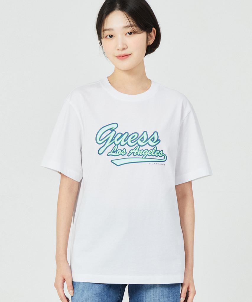 Guess 2-Color Unisex Semi-Oversized Center Guess Logo Short Sleeve T-Shirt Np2Ke408