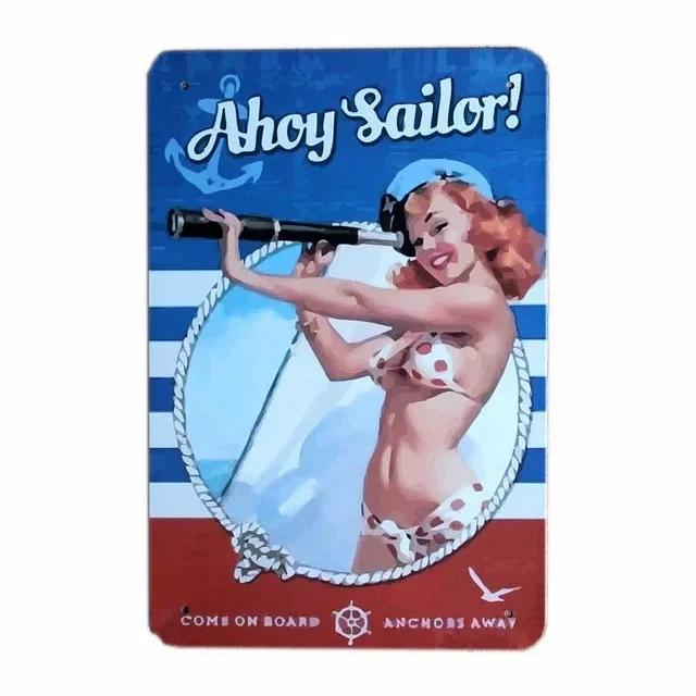 Sexy Girls Europe Beauties Poster Metal Iron Sign Art Paintings Bar Pub Garage Home Decoration Retro Tin Sign Craft Plate Plaque