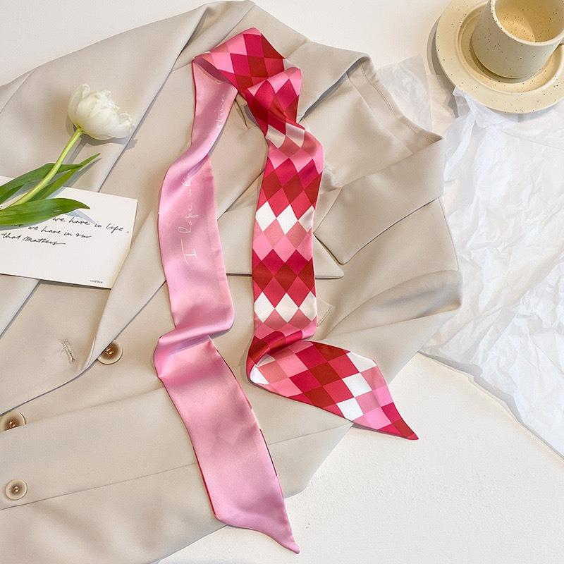 Cashew flower silk scarf, double-sided printed headband, ins decoration, versatile triangle scarf accessories