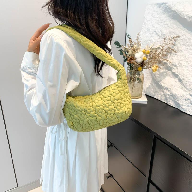 Charming Floral Ruched Tote Bag For Women 2024 Summer Sweet Versatile Shoulder Bag