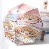 Chibi Girl Automatic Opening/Closing Umbrella with Cute Print Portable 3 Fold Design,8 Bone Iron Frame Outdoor Umbrella for Fans,Travele