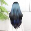 Synthetisches Haar Blau Gemischt Schwarz Perücken für Frauen Mode Lang Seidig Glatt Perücke Cosplay Halloween Kostüm Party Drag Queen Perücke