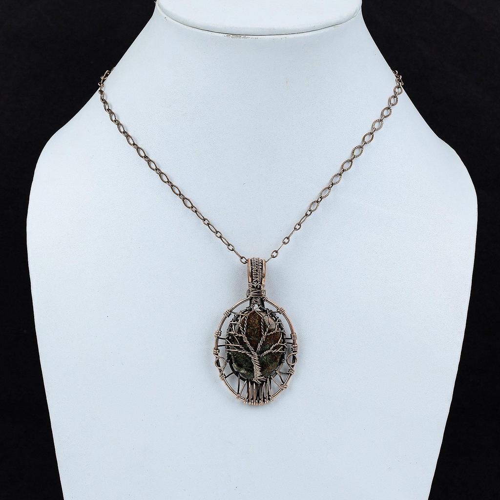 Spessartine Garnet In Limestone Pendant Copper Wire Wrapped Pendant Handmade Gemstone Jewelry Tree Of Life Pendant For Gift Copper Jewelry
