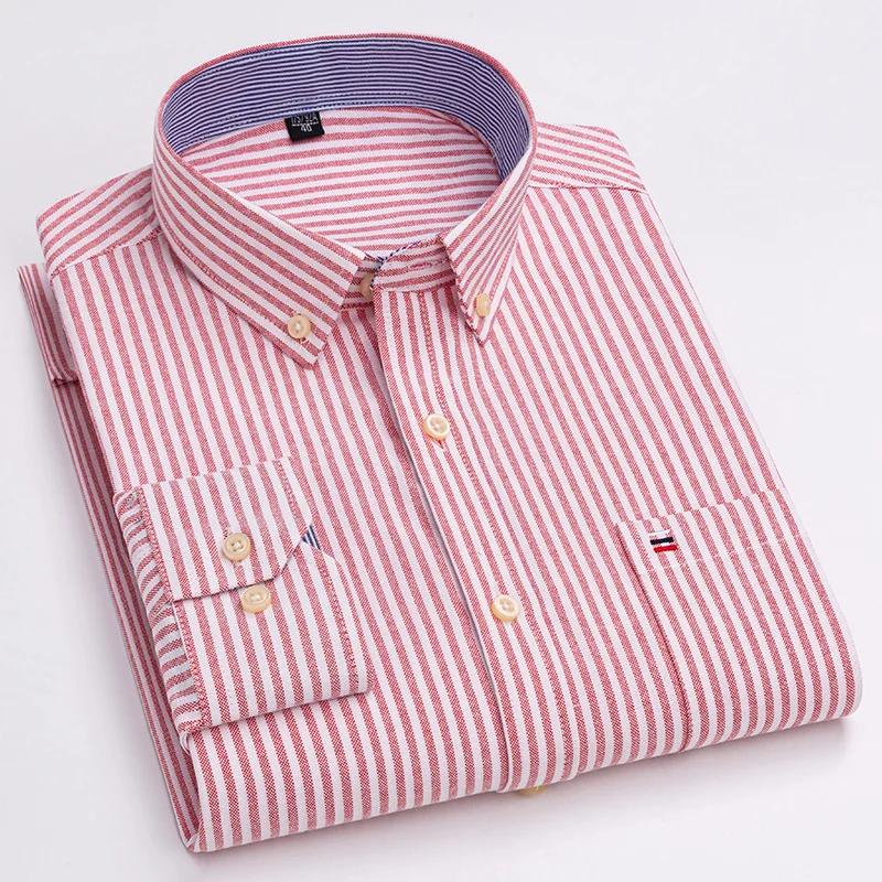 

Повсякденні чоловічі сорочки з чистої бавовни оксфорд з довгим рукавом, однотонні, звичайного крою, модні сорочки на ґудзиках для чоловіків 46