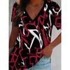 Vintage Floral Summer Fashion Casual Women's T-Shirts 3D Print V-Neck T-Shirt Daily Loose Short Sleeve Tops