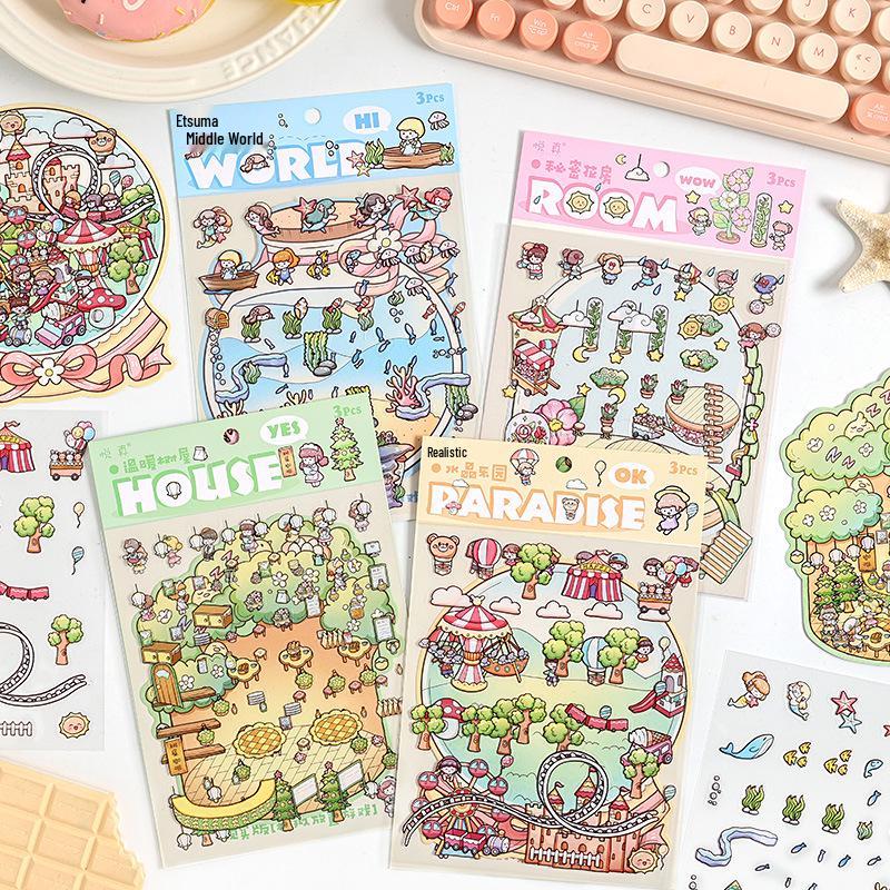 Yuezhen Dreamland 3D Cartoon Landscape Stickers for Kids