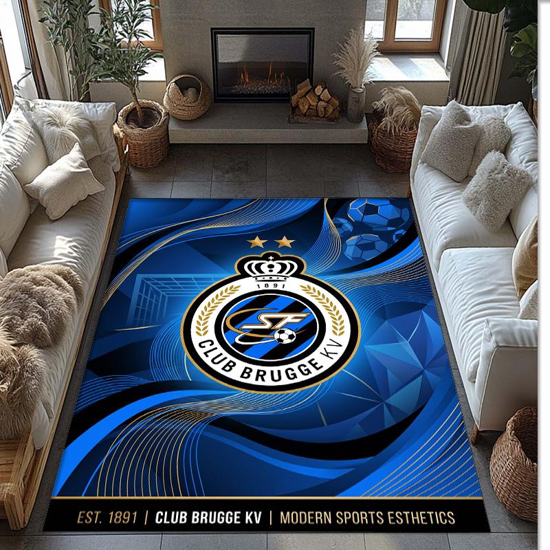 Club Brugge FC Soccer Football Pattern Soft Area Rug Non Slip Indoor Floor Carpet Sports Decor Mat for Bedroom