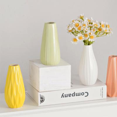 Kreatywny ceramiczny wazon DIY Pasiasty zwykły wypalany wazon do suszonych kompozycji kwiatowych Dekoracja doniczki Dekoracja pulpitu domowego Rzemiosło Prezent