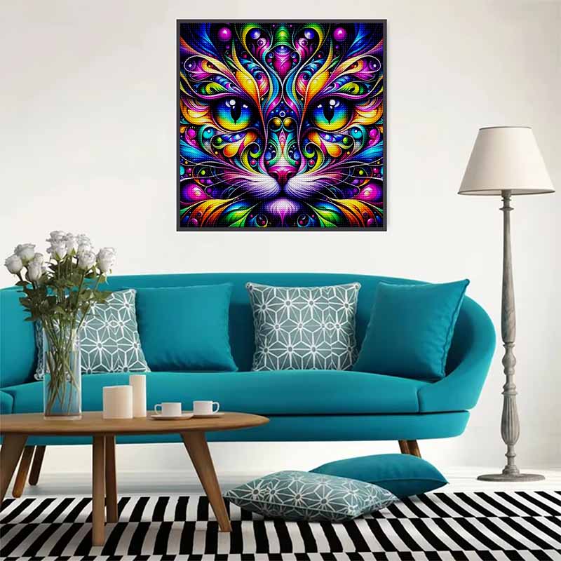 New Arrival 5D DIY Full Circle Diamond Painting "Colorful Cat" Embroidery Cross Stitch Home Decor Gift