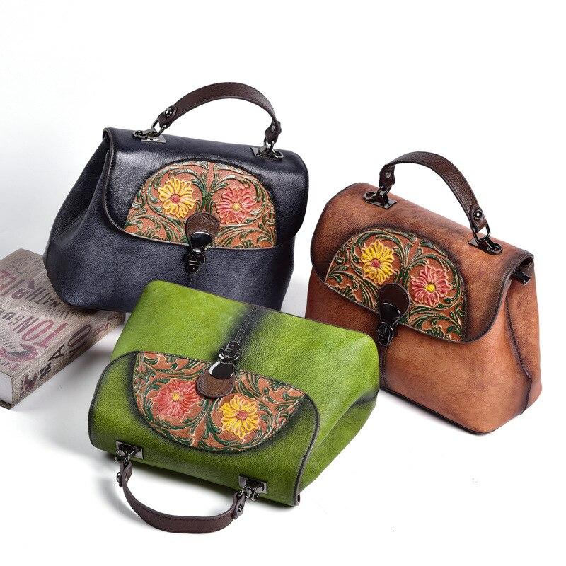 Johnature Жіноча сумка з натуральної шкіри ручної роботи в стилі ретро Розкішна сумочка для відпочинку Сумки через плече та через плече з натуральної шкіри