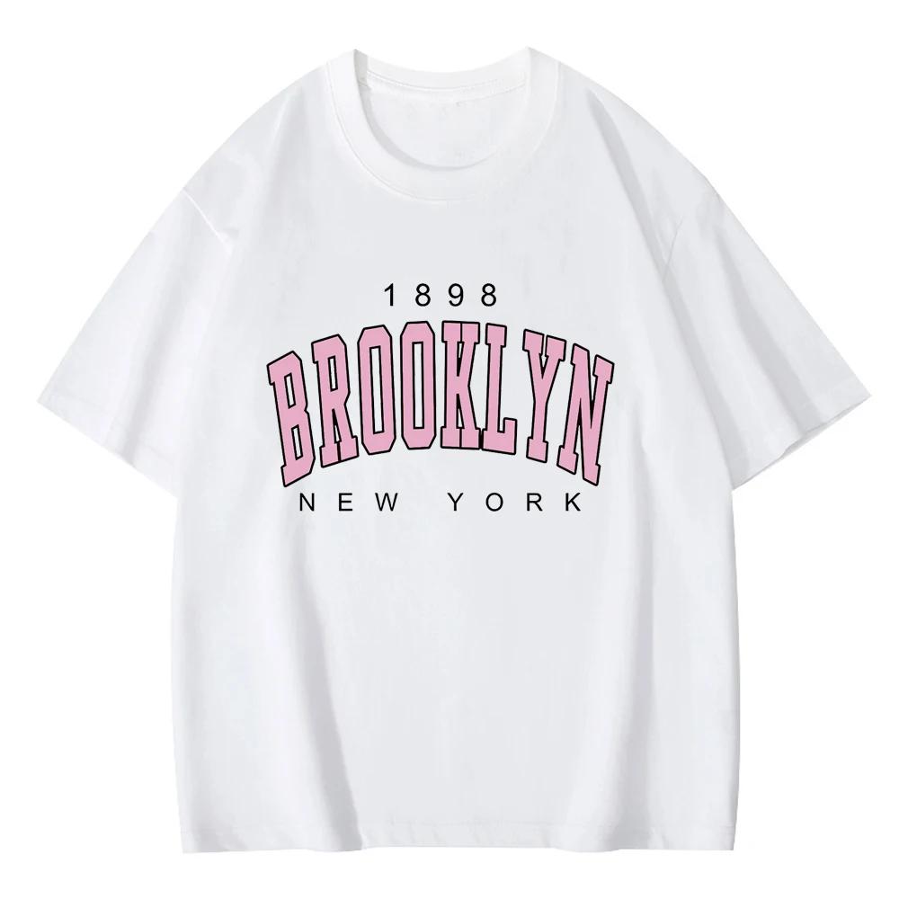 Brooklyn 1898 New York T-Shirt Summer Cotton Letter Printed T Shirt Men Women Harajuku Casual Short Sleeve Hip Hop Streetwear