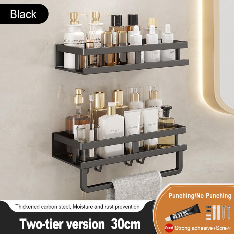 Bathroom Storage Rack Non Perforated Wall Mounted Towel Rack Bathroom Washbasin Cosmetics Storage Rack Wrought Iron Material